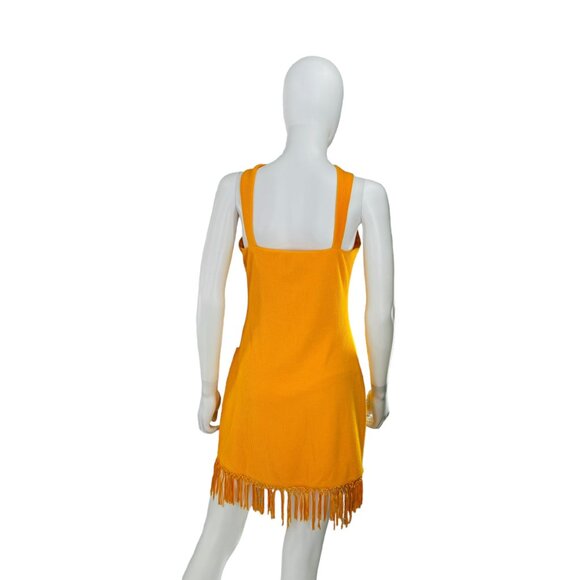 Saylor NEW Leyna Mango Gold Fringe Halter Bodycon Mini Dress Size M - Picture 5 of 6